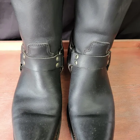 Rev Black Motorcycle Harness Boots Men's Size 11 USA Made‎