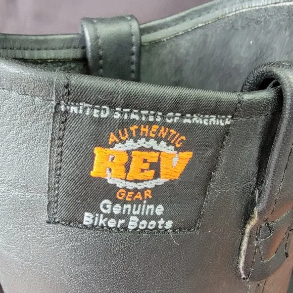 Rev Black Motorcycle Harness Boots Men's Size 11 USA Made‎