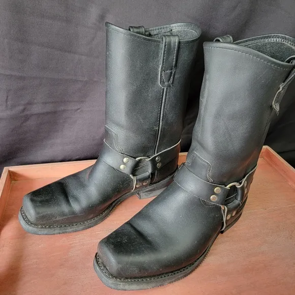 Rev Black Motorcycle Harness Boots Men's Size 11 USA Made‎