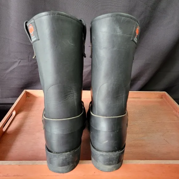 Rev Black Motorcycle Harness Boots Men's Size 11 USA Made‎
