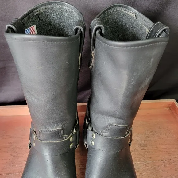 Rev Black Motorcycle Harness Boots Men's Size 11 USA Made‎
