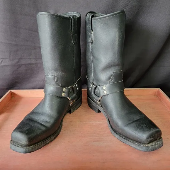 Rev Black Motorcycle Harness Boots Men's Size 11 USA Made‎