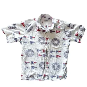 Reyn Spooner Mens Button Hawaiian Aloha Shirt Sail Boat Nautical Pocket Size L