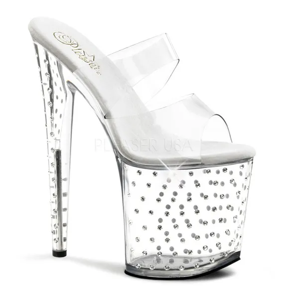 Rhinestone Clear Platform High Heel Shoes