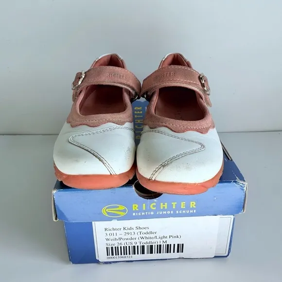 Richter White Light Pink Leather Mary Jane Shoes Size 26 EU / 9 US Toddler Kids