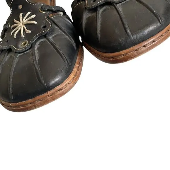 RIEKER Black Leather Mary Jane Style Sandals Shoes With Heel Ankle Strap 38