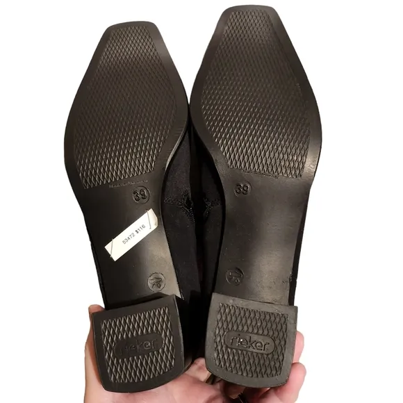 Rieker Women's Kelly Stretch Waterproof Black Zip Up Booties Size 39 (8.5)