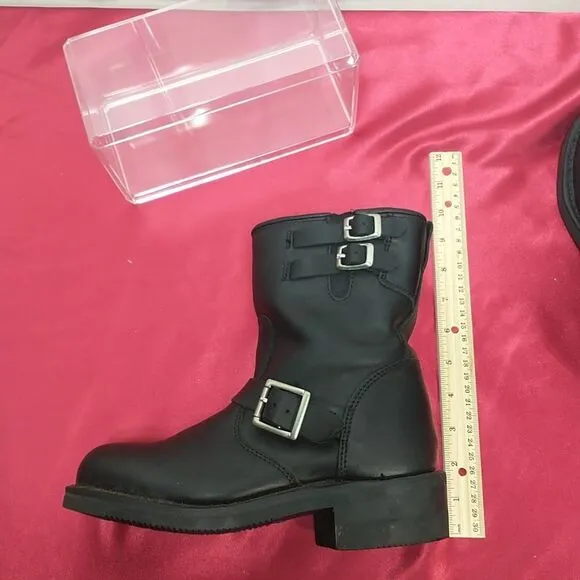 River Road Womens SZ 7 Twin Buckle Motorcycle Boots. Condition is Pre-owned