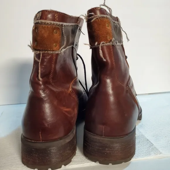 RJ &amp; Colt 27254 Mens Leather Ankle Boots Lace Up Brown Size 12M
