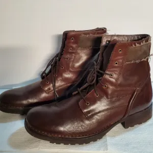 RJ &amp; Colt 27254 Mens Leather Ankle Boots Lace Up Brown Size 12M