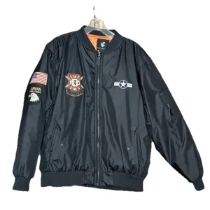 Rocawear Men's Black Embroidered Patch Bomber Full Zip Jacket Size Large $200