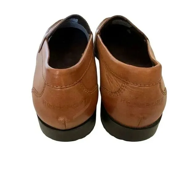 Rockport Men’s Brown Leather Round Toe Penny Loafer Oxford Stylish Shoes SZ 12