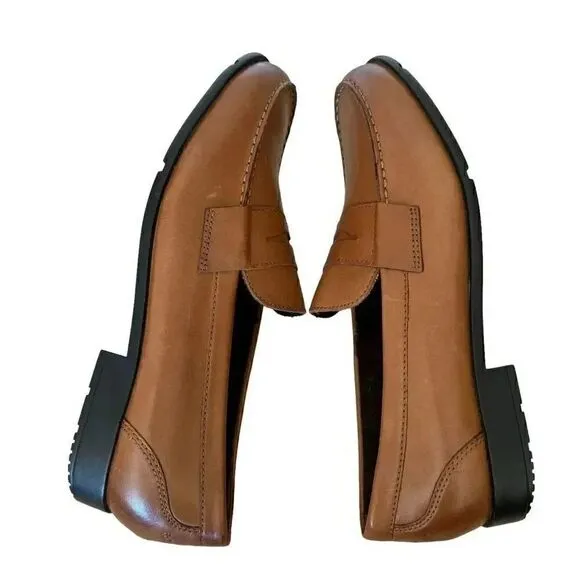 Rockport Men’s Brown Leather Round Toe Penny Loafer Oxford Stylish Shoes SZ 12