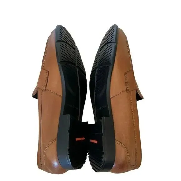 Rockport Men’s Brown Leather Round Toe Penny Loafer Oxford Stylish Shoes SZ 12