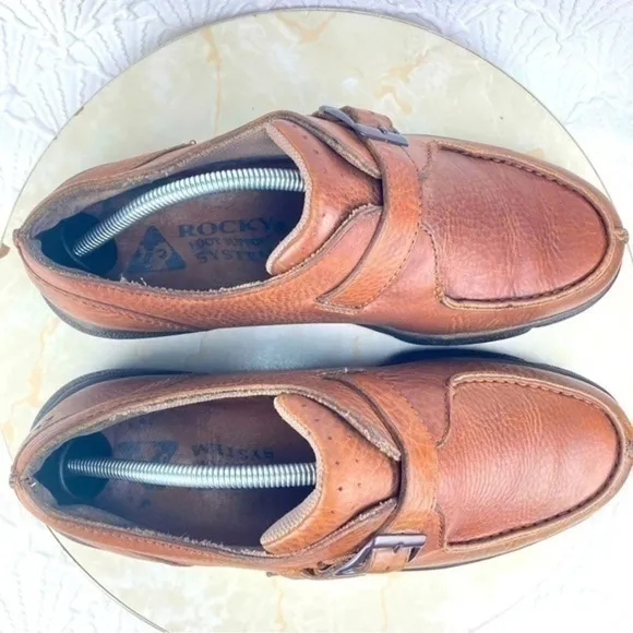 ROCKY Men’s Monk Strap Split Toe Vintage Brown Leather Shoes (size 11)