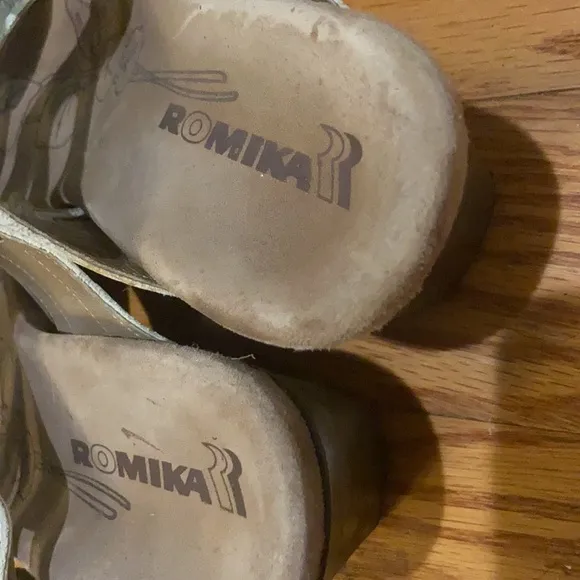 Romika White Leather Adjustable Slide Wedge Sandals Shoes Women's 37 / 7