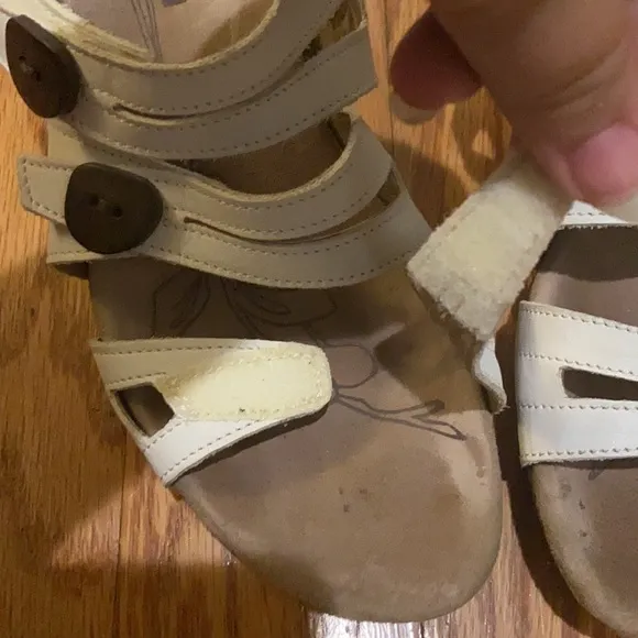 Romika White Leather Adjustable Slide Wedge Sandals Shoes Women's 37 / 7