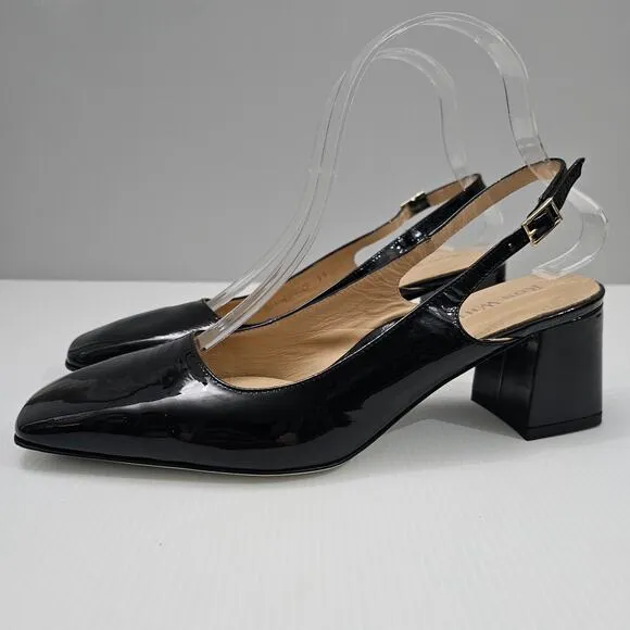 Ron White Lyla Heel Slingback Pump Weather Resistant Black Patent Leather EU 39
