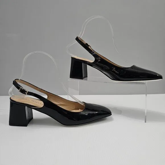 Ron White Lyla Heel Slingback Pump Weather Resistant Black Patent Leather EU 39