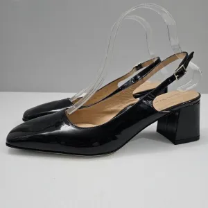 Ron White Lyla Heel Slingback Pump Weather Resistant Black Patent Leather EU 39