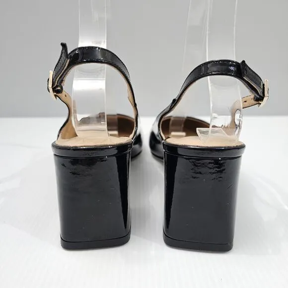 Ron White Lyla Heel Slingback Pump Weather Resistant Black Patent Leather EU 39