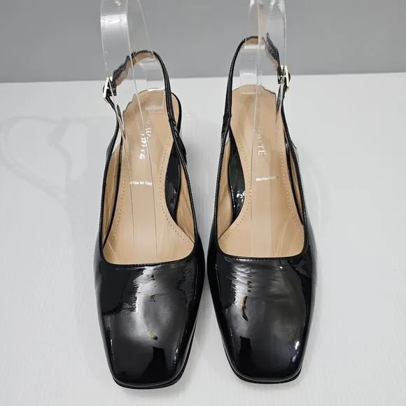 Ron White Lyla Heel Slingback Pump Weather Resistant Black Patent Leather EU 39