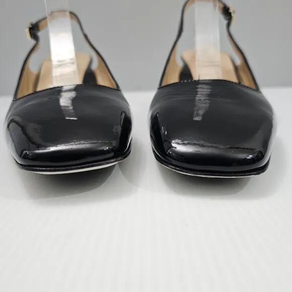 Ron White Lyla Heel Slingback Pump Weather Resistant Black Patent Leather EU 39