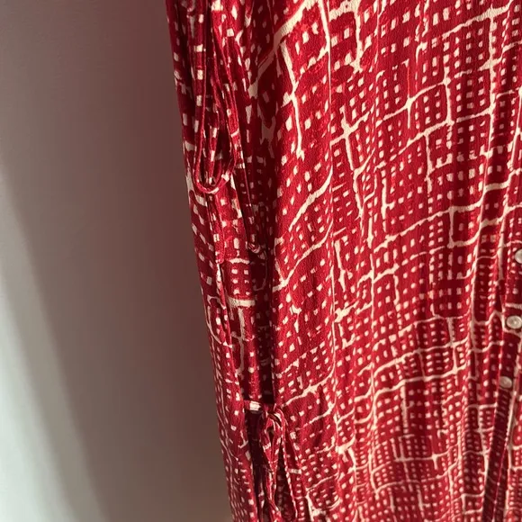 Rosetta Getty Collective Red Geometric Pattern Maxi Shirt Dress Women’s Size XL