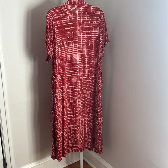Rosetta Getty Collective Red Geometric Pattern Maxi Shirt Dress Women’s Size XL