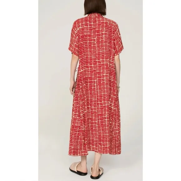 Rosetta Getty Collective Red Geometric Pattern Maxi Shirt Dress Women’s Size XL