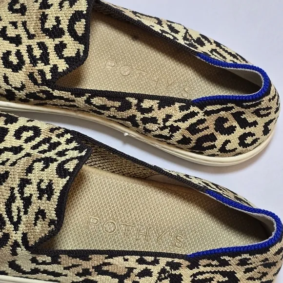 Rothy Leopard Print Slip On Sneaker Shoes Comfortable Walking Recycled, sz 9.5