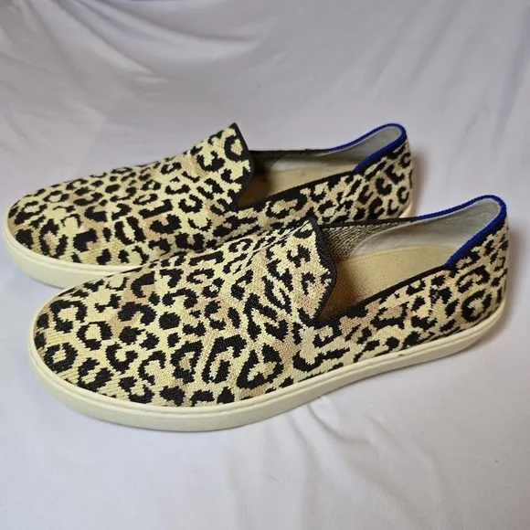 Rothy Leopard Print Slip On Sneaker Shoes Comfortable Walking Recycled, sz 9.5