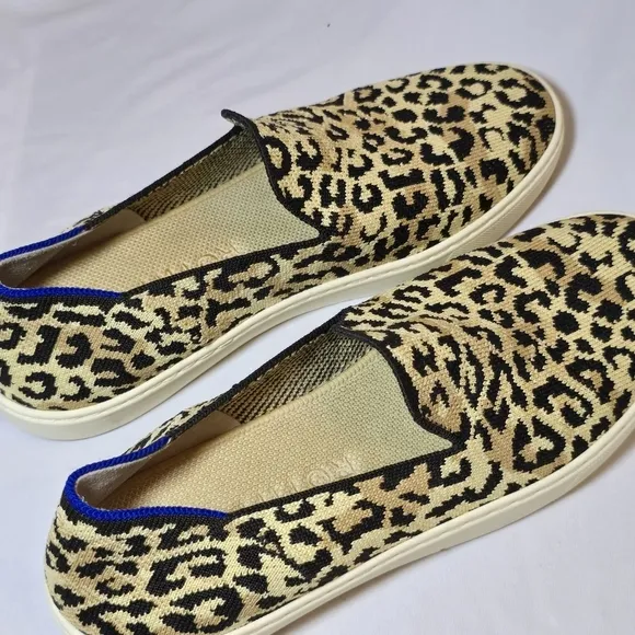 Rothy Leopard Print Slip On Sneaker Shoes Comfortable Walking Recycled, sz 9.5
