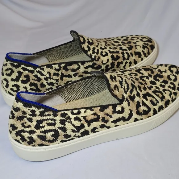 Rothy Leopard Print Slip On Sneaker Shoes Comfortable Walking Recycled, sz 9.5