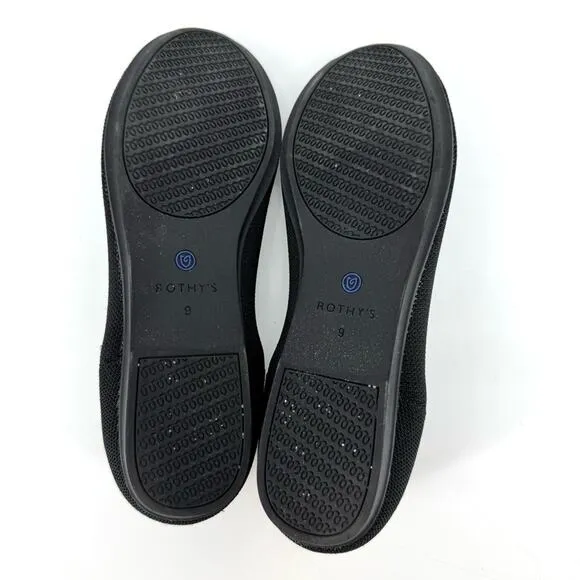 Rothy's Ballet Flats Comfortable Slip-On Shoes Black Size 9