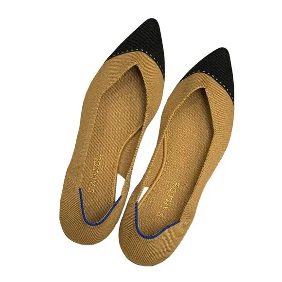 Rothy's Camel Captoe The Point II Comfortable Pointed Toe Flat Size 10 NWOT