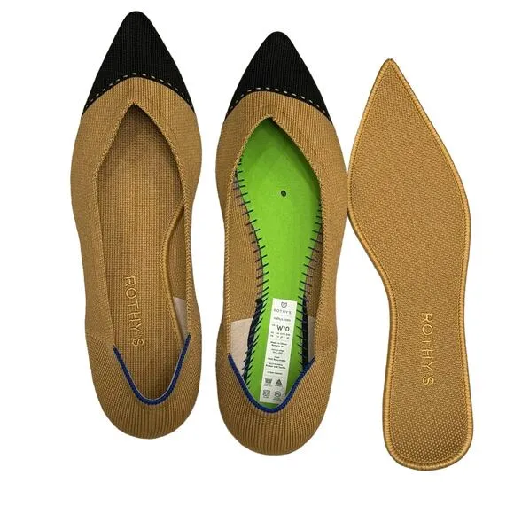 Rothy's Camel Captoe The Point II Comfortable Pointed Toe Flat Size 10 NWOT