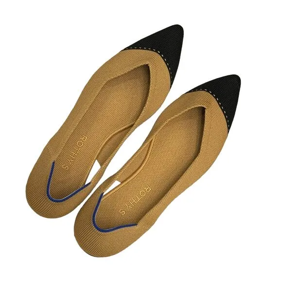 Rothy's Camel Captoe The Point II Comfortable Pointed Toe Flat Size 10 NWOT