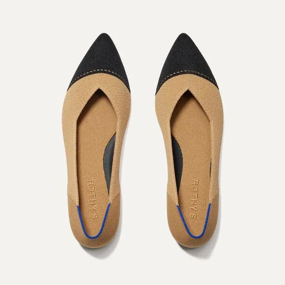 Rothy's Camel Captoe The Point II Comfortable Pointed Toe Flat Size 10 NWOT