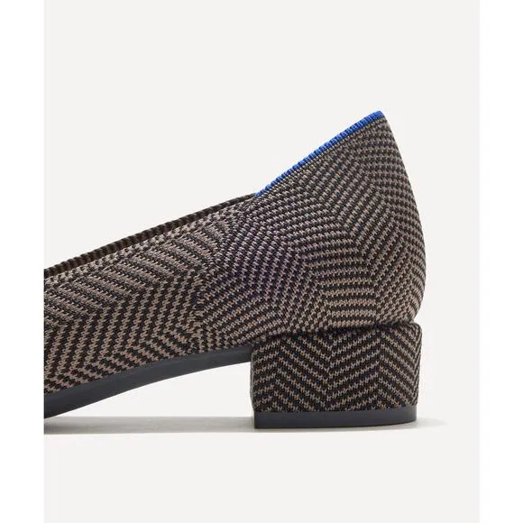 Rothy’s High Point Block Heels Dark Gray Herrringbone Pattern Chunky Heel