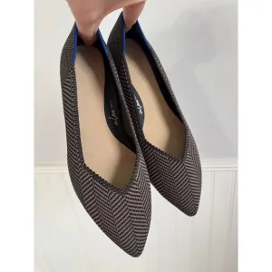 Rothy’s High Point Block Heels Dark Gray Herrringbone Pattern Chunky Heel