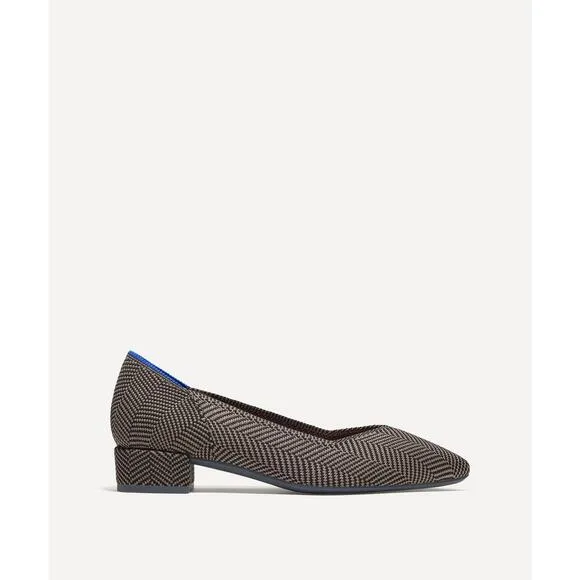 Rothy’s High Point Block Heels Dark Gray Herrringbone Pattern Chunky Heel