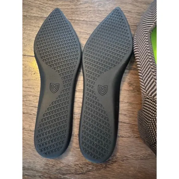 Rothy’s High Point Block Heels Dark Gray Herrringbone Pattern Chunky Heel