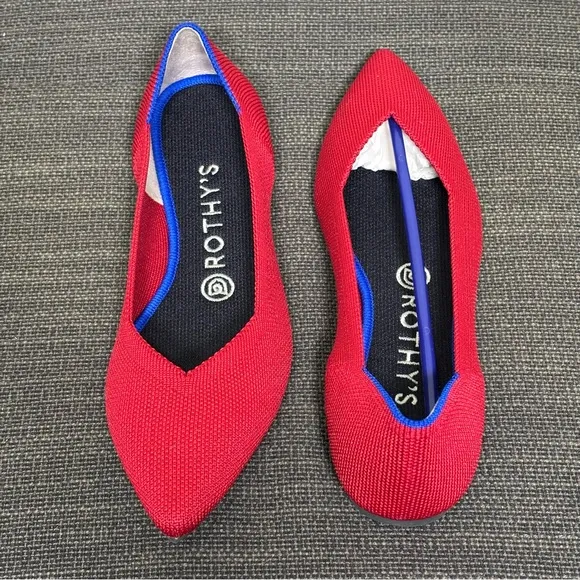Rothy's NWOT The Point Slip-On Shoes-Scarlet Red- Women Size 7.5