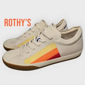 Rothy's Retired Lace Up Sneakers in Candy Stripe, Size 9