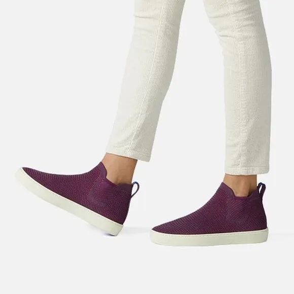 ROTHY’S The Chelsea Berry Lattice Knit High Top Sneaker Ankle Boots Size 10.5