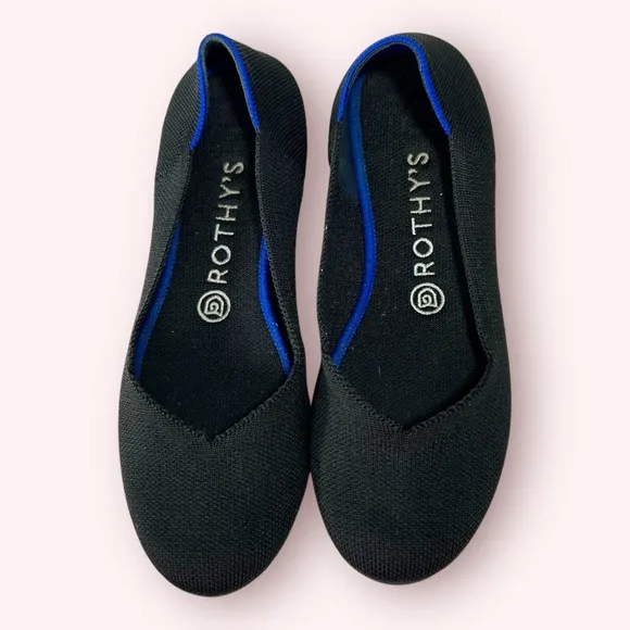 Rothy's The Flat Round Toe Ballet Shoes Black Women's Size 8