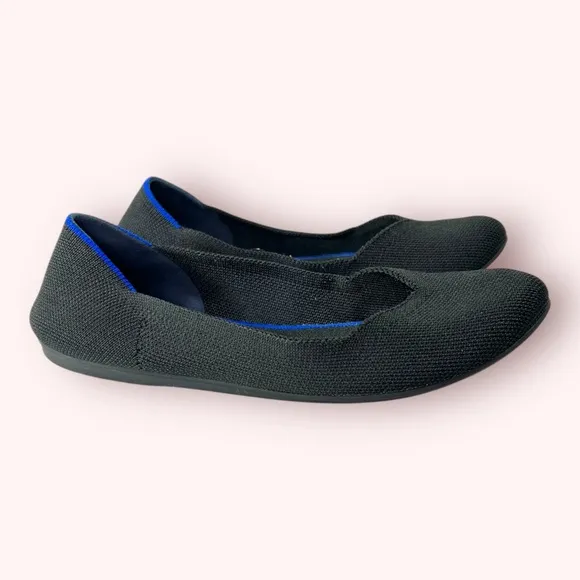 Rothy's The Flat Round Toe Ballet Shoes Black Women's Size 8