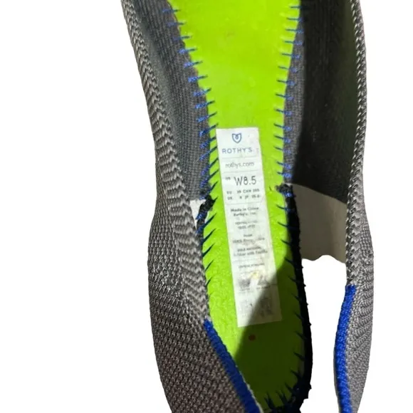 Rothy’s The Flat Slip On Ballet Shoes Gray Textile Size 8.5 Women’s
