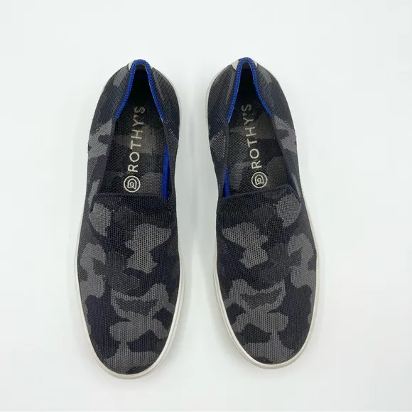 Rothy’s The Original Slip On Sneaker Shoe Grey Camo Gray Camouflage Retired 8.5